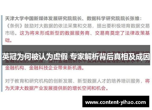 英冠为何被认为虚假 专家解析背后真相及成因 英冠为何被认为虚假 专家解析背后真相及成因